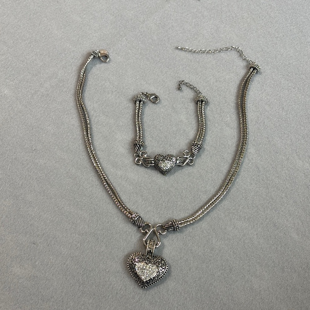 Lia Sophia Silver Heart Pendant Necklace and Bracelet Set - Picture 5 of 8